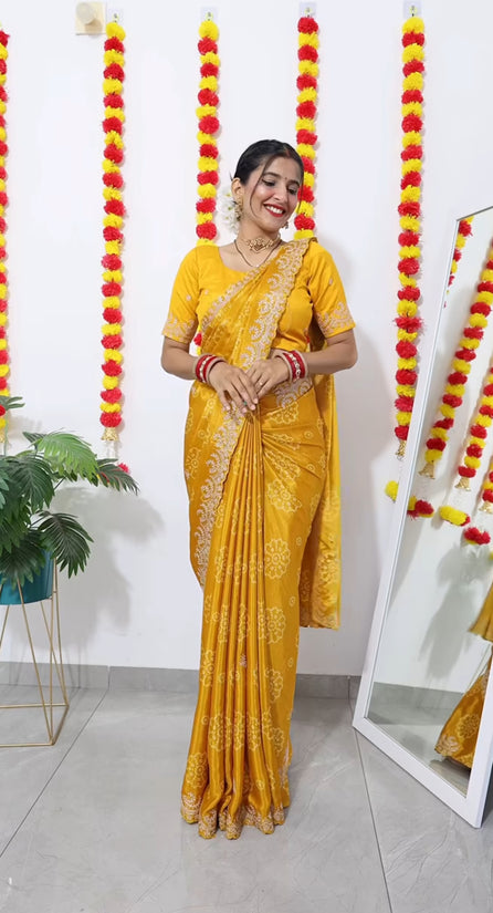 Beautiful Chinnon saree in bandhani print