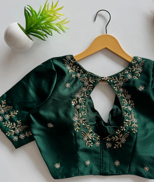 Beautiful handwork all over back nd sleves with designer handwork in blouse