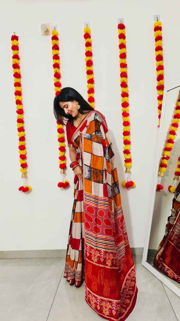 Beautiful Viscose  Chanderi Saree