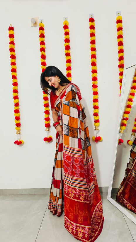 Beautiful Viscose  Chanderi Saree