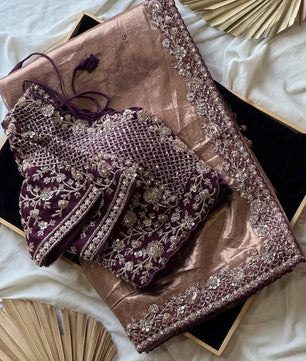 Stunning Pure Soft Designer metallic Silk Saree