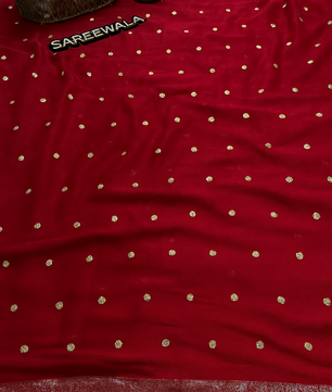 Most beautiful viscous Georgette saree in red colour