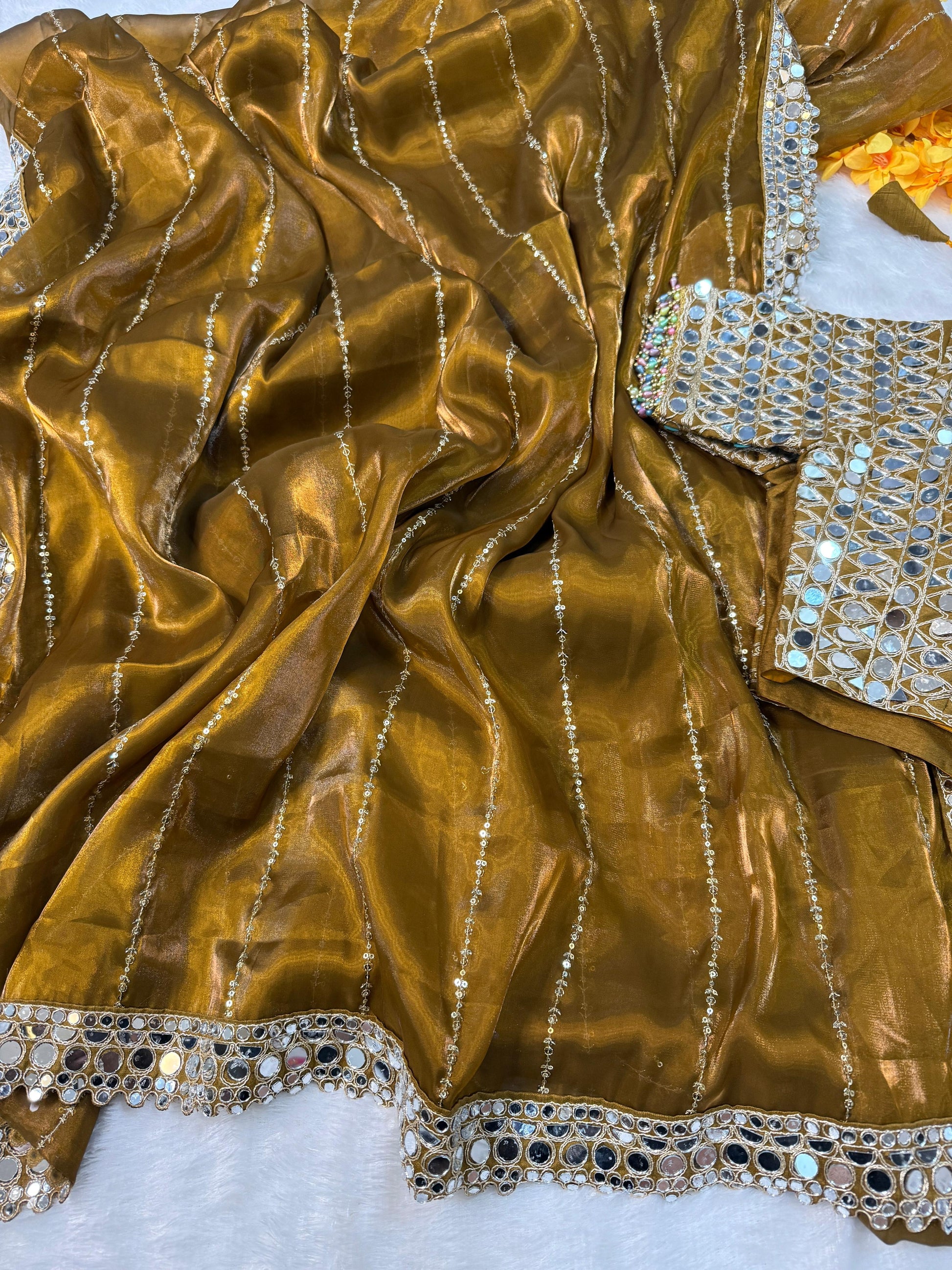 Beautiful satin organza saree