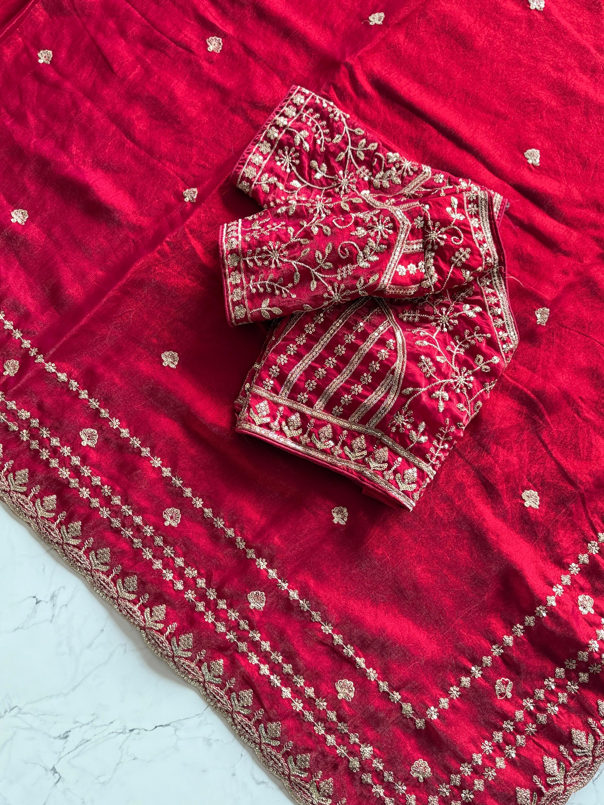 Premium Fandy satin saree with heavy sequence and zari work