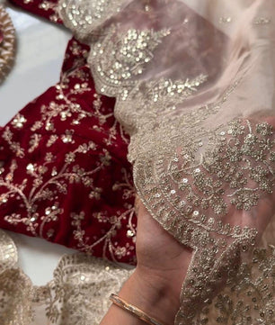 Pure Soft Orgenza Tissue With Zari Sequnce Thread Work And Scalp Border