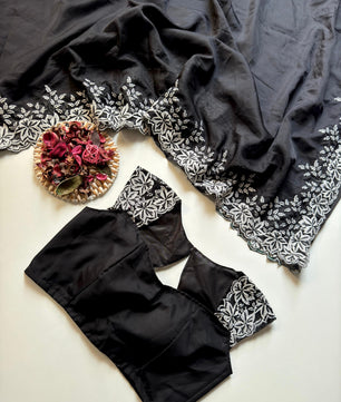 Pure Tebby Silk With Multy Thread Work And Scalping Border