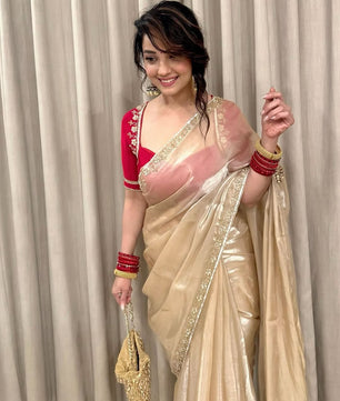 Soft Zimmi choo Saree in heavy hand work