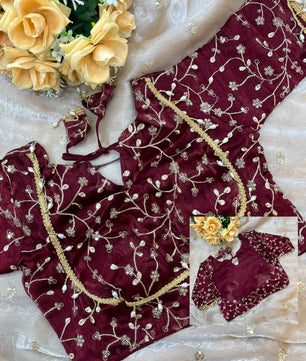 Pure soft fendy chiffon fabric with amazing embroidery  work