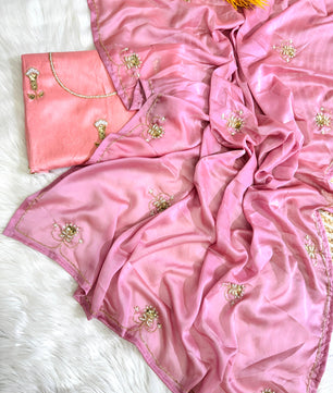 Soft silk saree cover with beautiful handwork all over and usntitch silk blouse