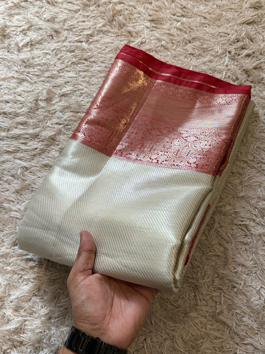 Kanjeevaram Banarasi Broacade Semi Katan Tanchui Silk Saree