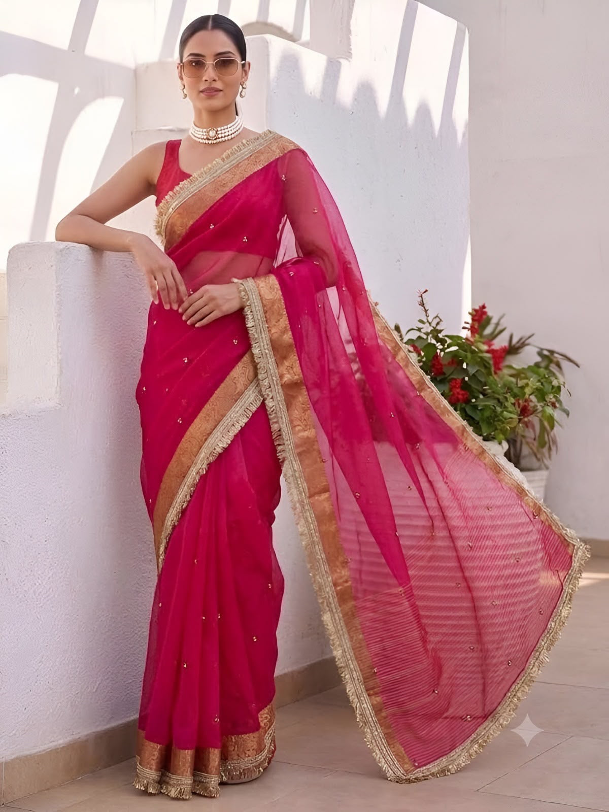 Premium saree with all over Ghungroo work