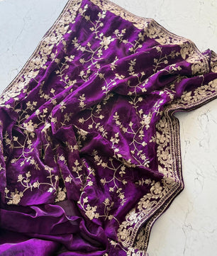 Primium Pure Fendi Satin Saree With Mutly Thread and Sequence Work