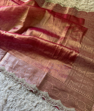 Banarasi Glass Plain Tissue Border Soft Saree