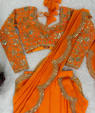 Beautiful faux Georgette ready to wear saree
