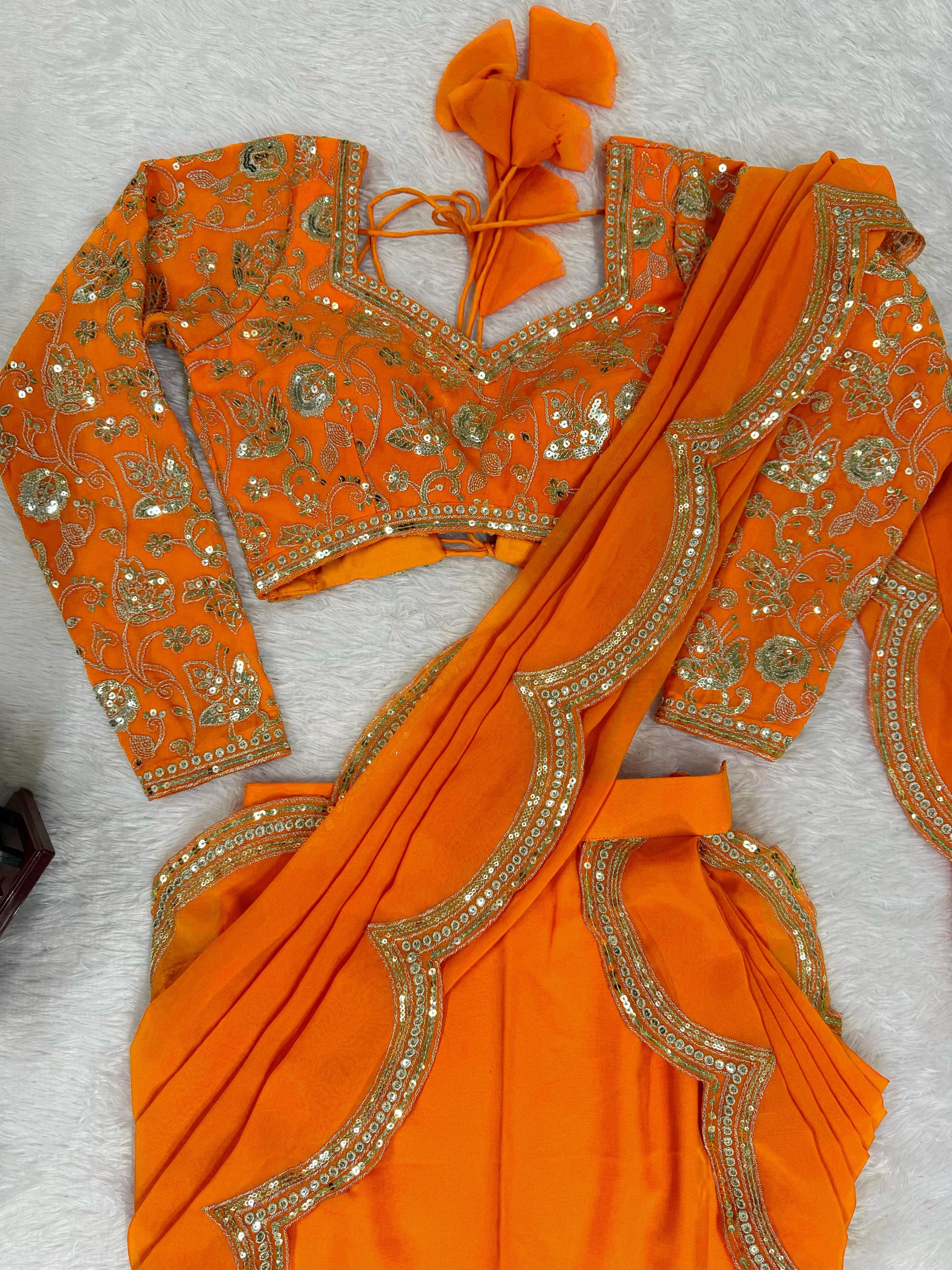 Beautiful faux Georgette ready to wear saree