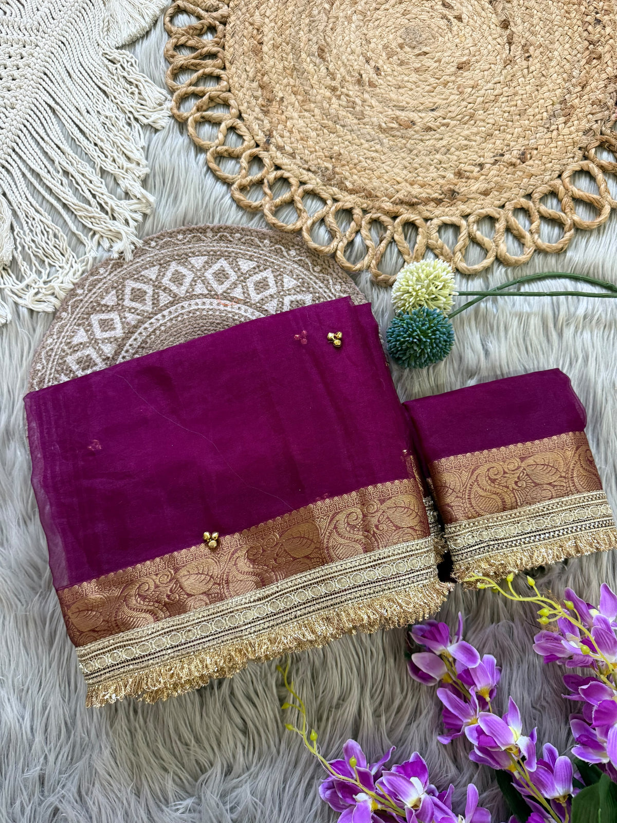 Premium saree with all over Ghungroo work