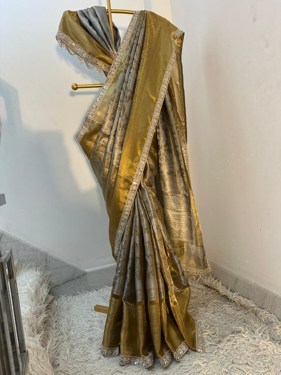 Authentic kanjivaram brocade tissue saree