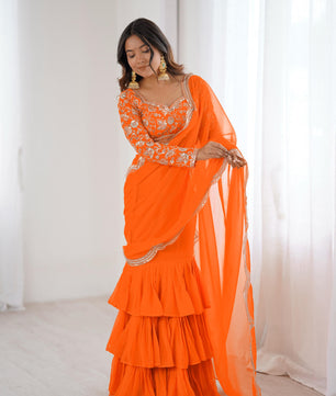 Beautiful faux Georgette ready to wear saree