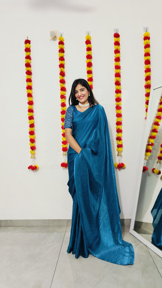 Beautiful saree in space silk fabric