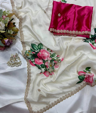 New demanded Moti work printed saree