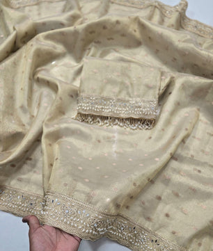 Banarasi tissue silk saree with all over chunri but