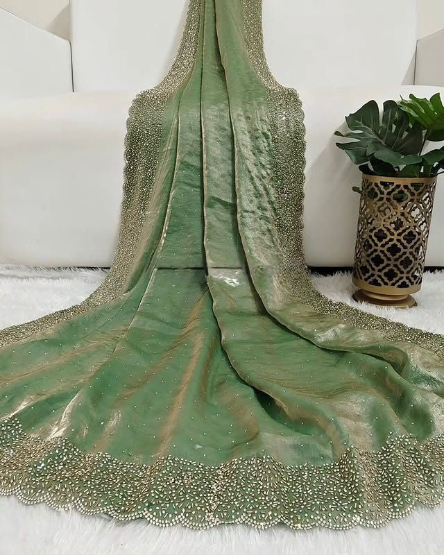 Beautiful saree in space silk fabric