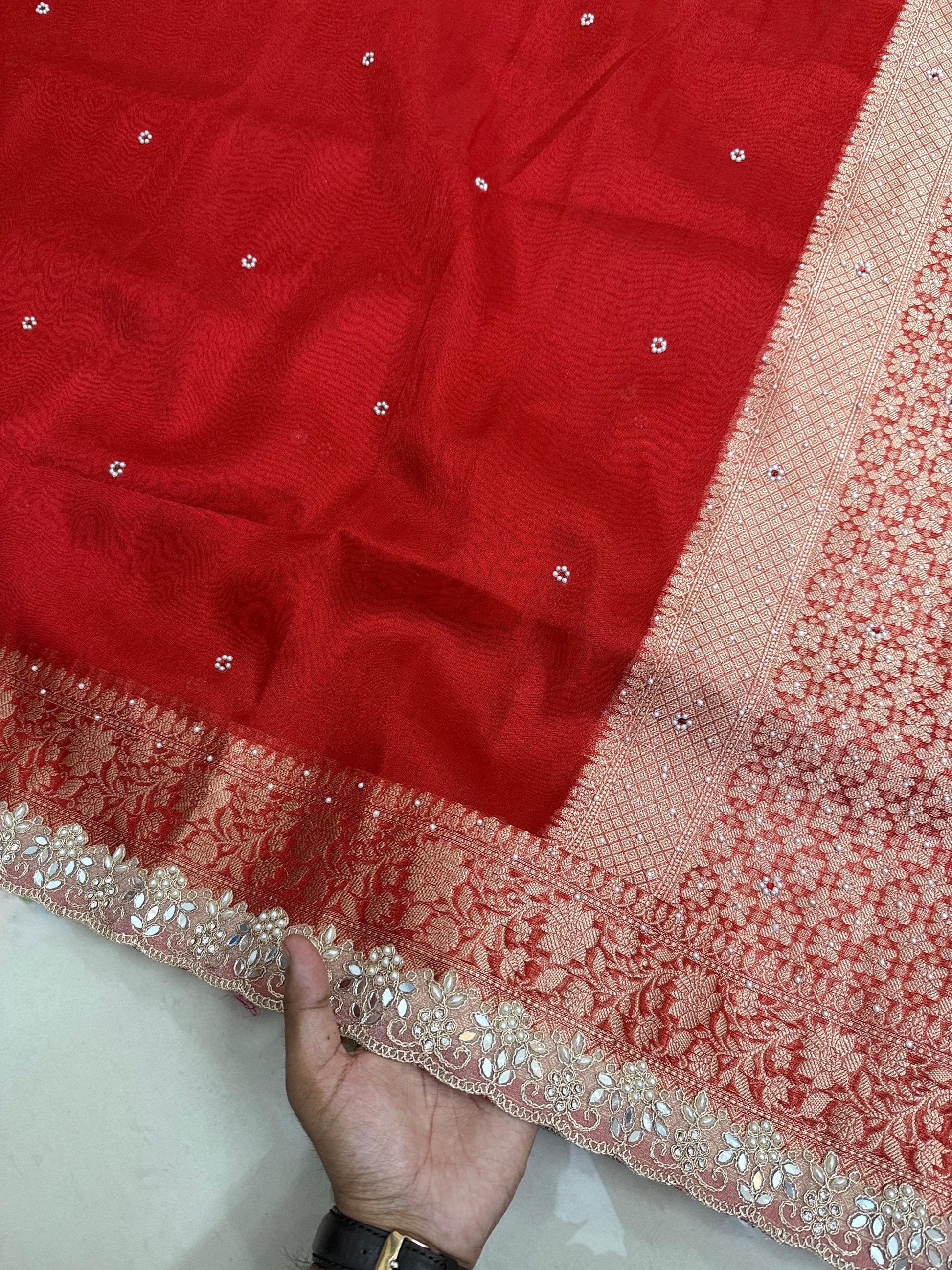 Presenting Banarasi Luxurious Shimmering Tissue Stone Work Saree