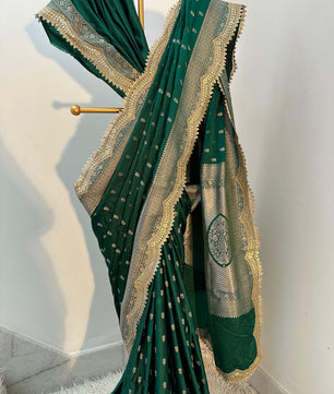 Authentic Banarasi premium mashru silk saree with Gold Zari weaving beautiful