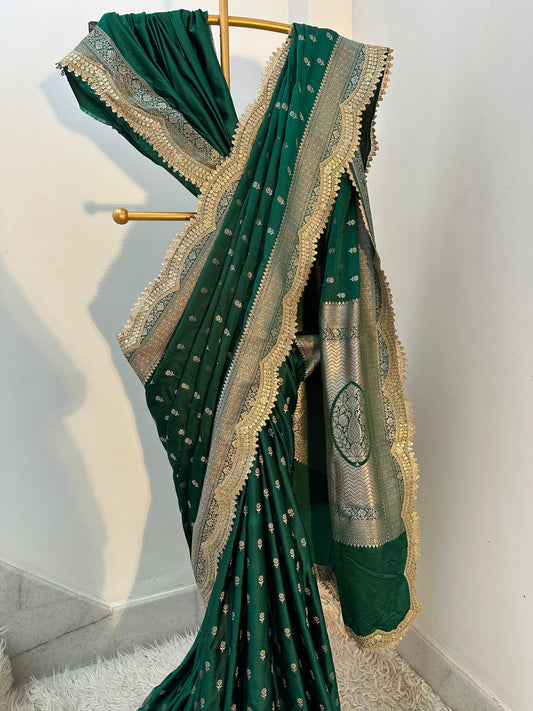 Authentic Banarasi premium mashru silk saree with Gold Zari weaving beautiful