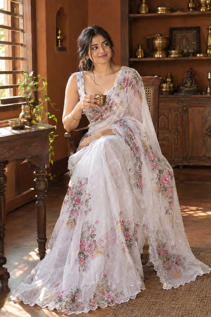 *Pure soft teby silk saree with beautiful digital prints