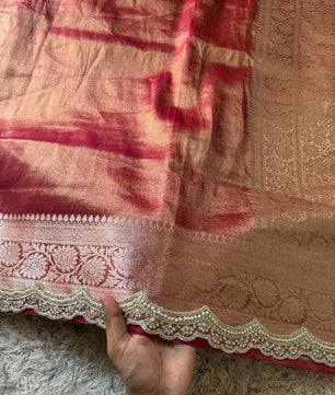 Banarasi Glass Plain Tissue Border Soft Saree