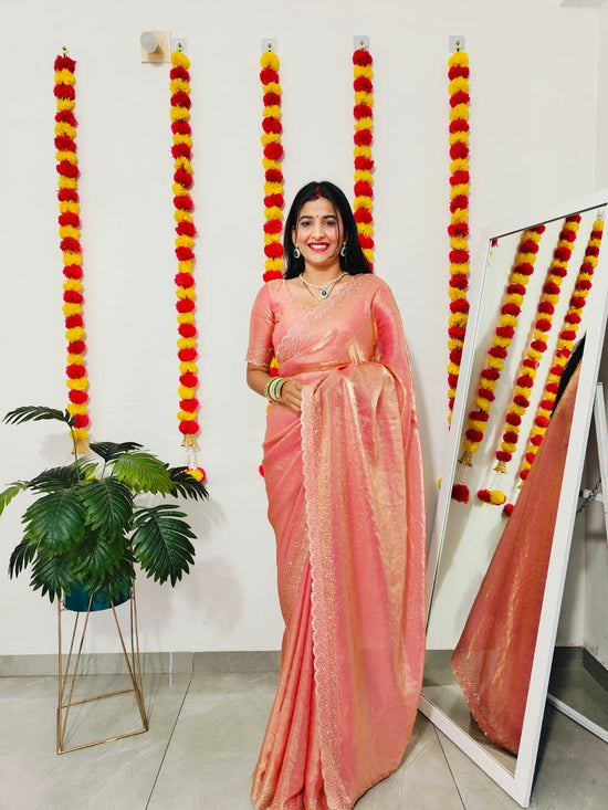 Beautiful saree in space silk fabric