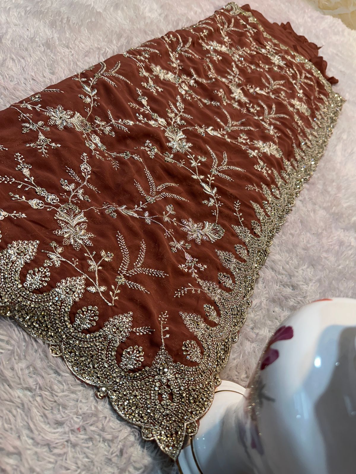 Premium Saree in faux Georgette fabric with jaal work