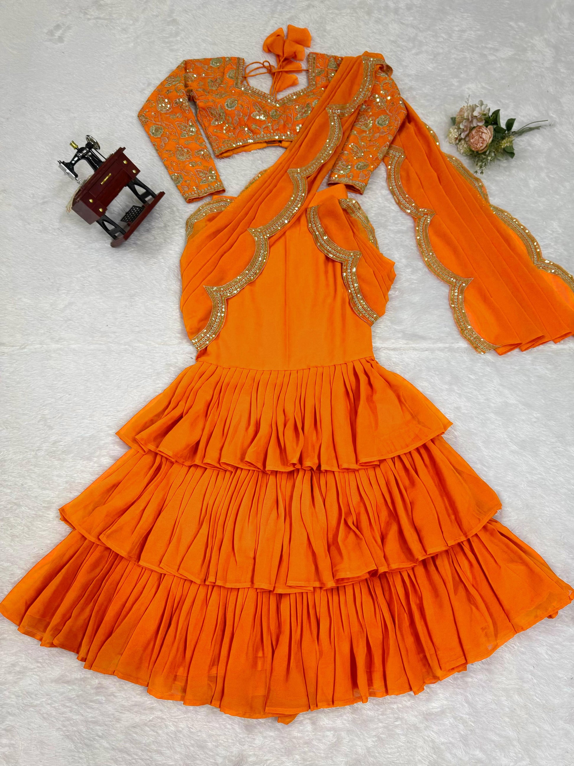 Beautiful faux Georgette ready to wear saree