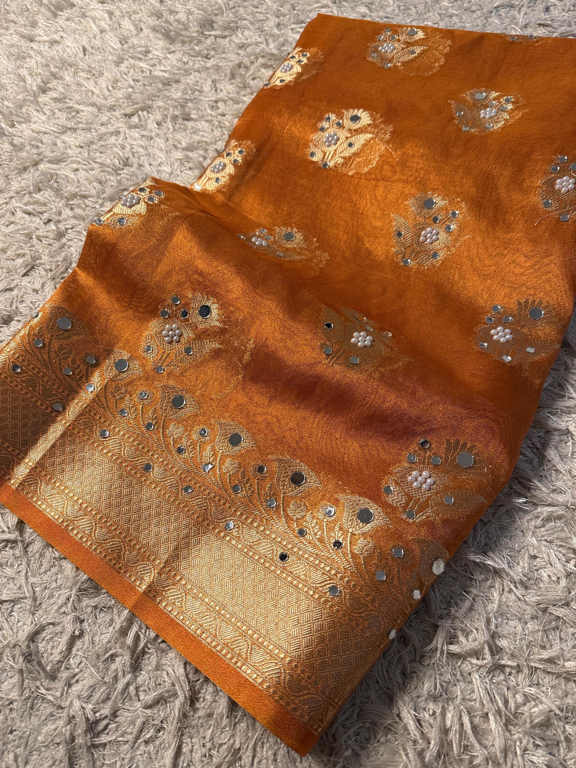 Masterpiece Glass Tissue Banarasi *Handwork* Stone, Mirror Work Saree