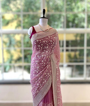 Shimmer  silk fabric chikankari work