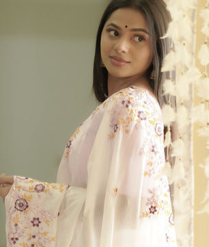 Gold crush soft Silk & Enhanced With embroidery , thread Work And sequence With Resham In Floral co