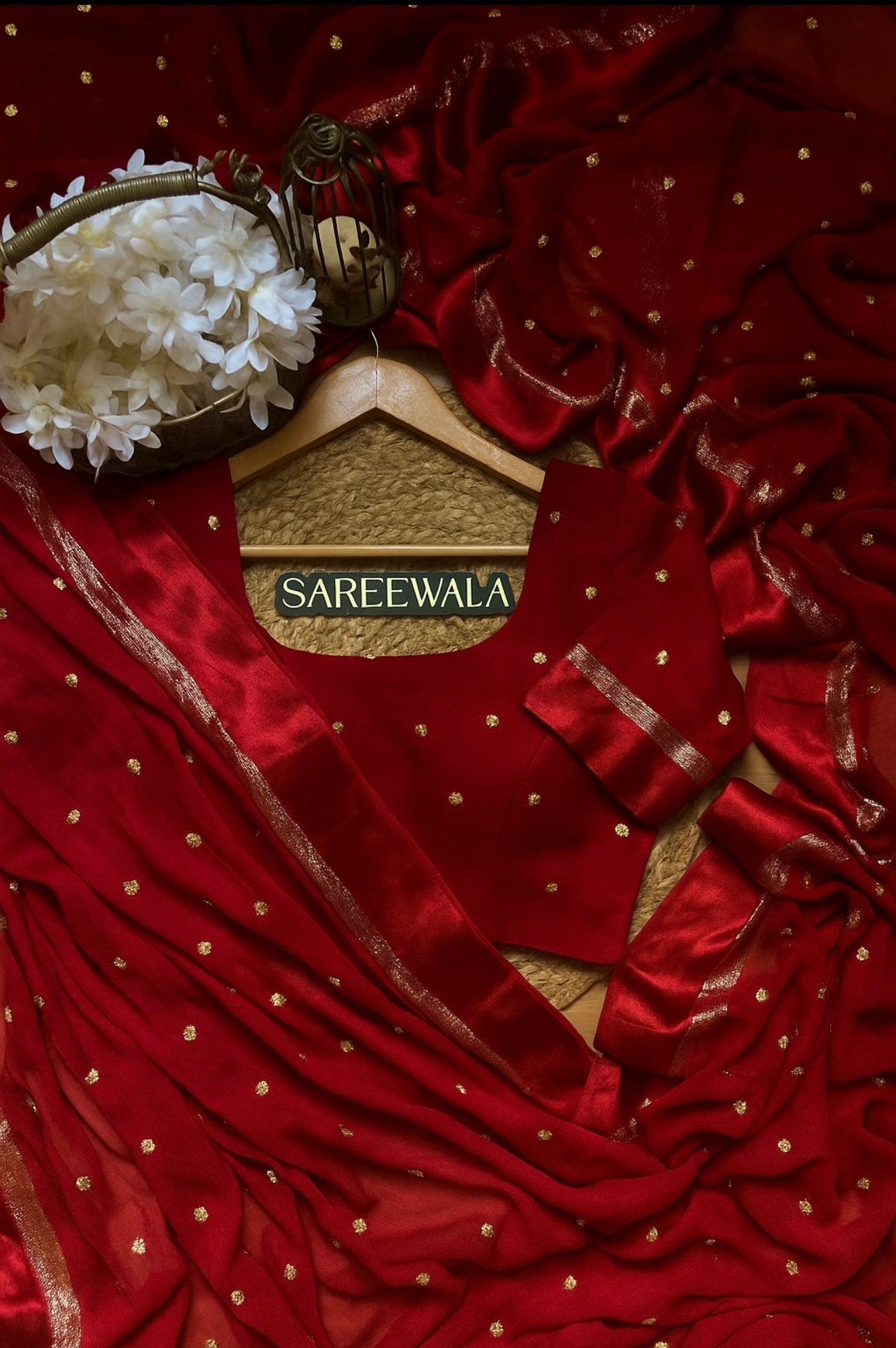 Most beautiful viscous Georgette saree in red colour