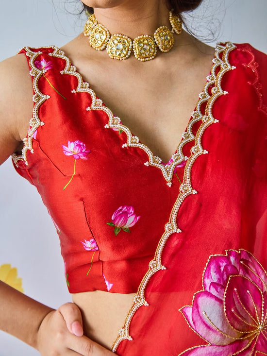 ✨Pure soft tebby silk with beautiful flower print & cutdena + pear handwork