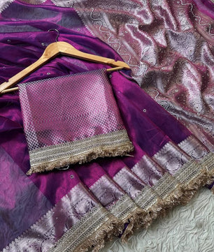 Banarasi soft  maharani glass tissue silk