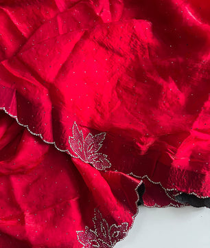 Blooming Fox Georgette saree with dual tone diamonds on all over the saree