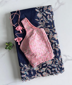 Premium Chanderi saree with multi thread embroidery work on pallu