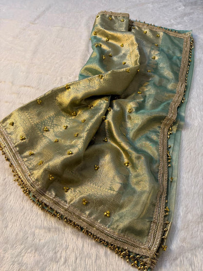 Banarasi Tissue Zari Weaving Border Saree X Ghungroo Handwork