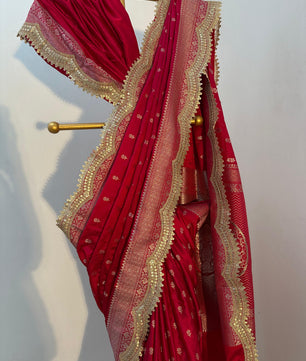 Authentic Banarasi premium mashru silk saree with Gold Zari weaving beautiful