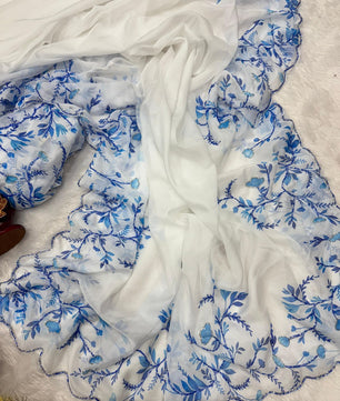 Present a new trending floral handwork saree collection
