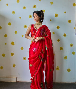 ✨Pure soft tebby silk with beautiful flower print & cutdena + pear handwork