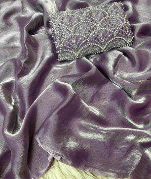 Beautiful saree in space silk fabric