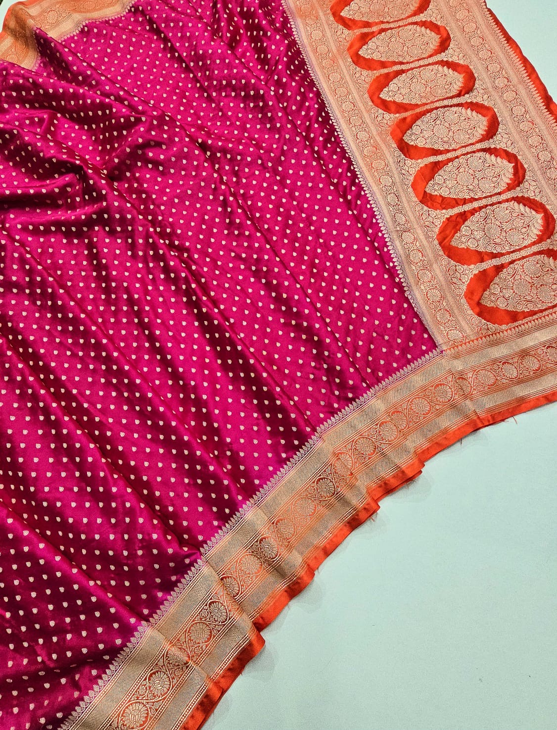 Banarasi mashru katan silk dyble saree with all over zari