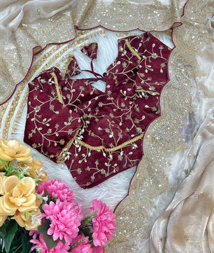 Pure soft fendy chiffon fabric with amazing embroidery  work