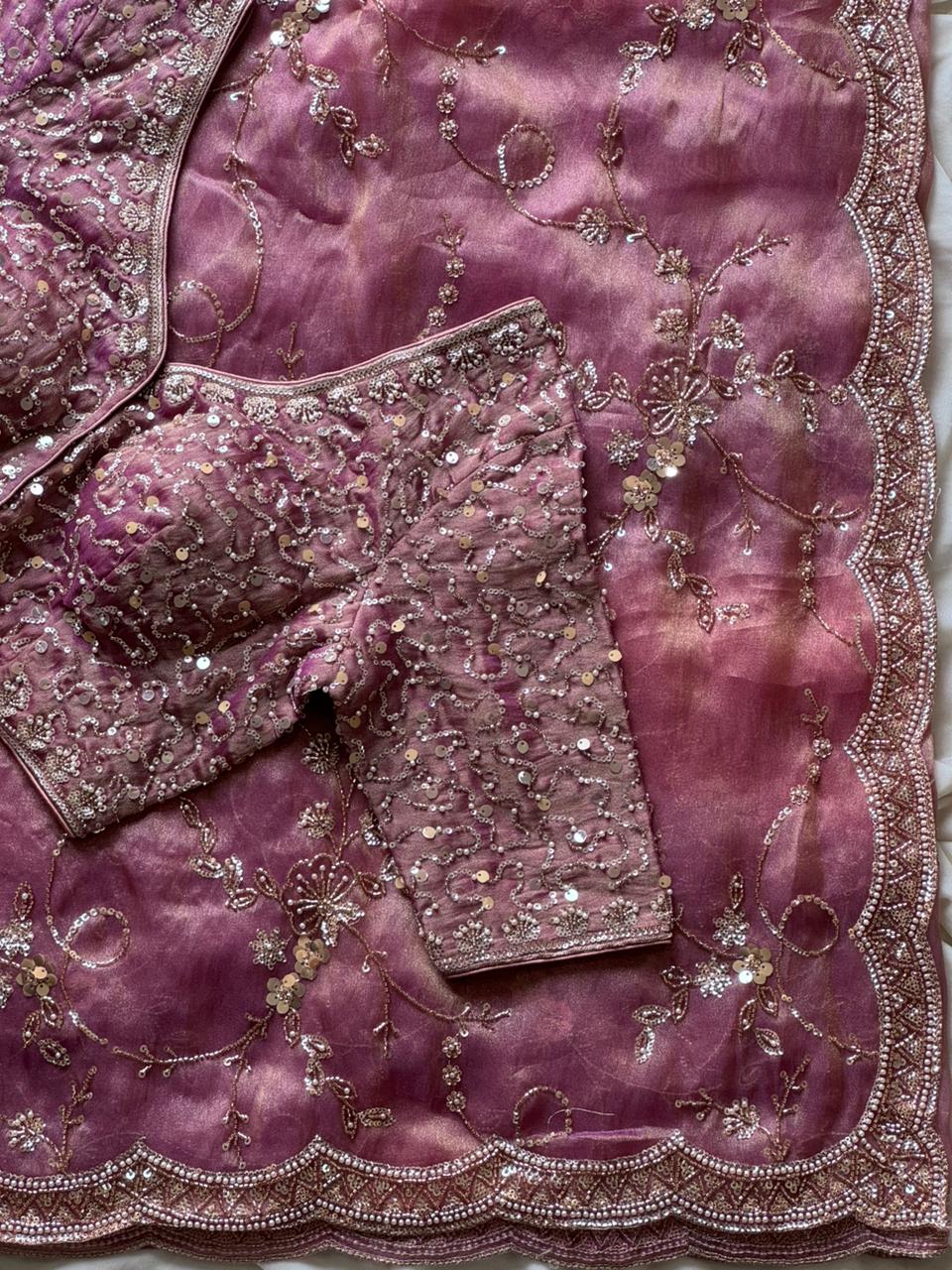 Organza Crepe Silk Saree showcases organza crepe silk